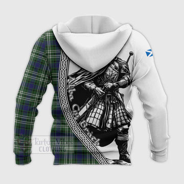 Blyth Tartan Clan Crest Knitted Hoodie with Highlander Warrior Celtic Style - Tartan Vibes Clothing