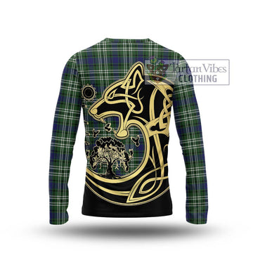 Blyth Tartan Long Sleeve T-Shirt with Family Crest Celtic Wolf Style - Tartan Vibes Clothing