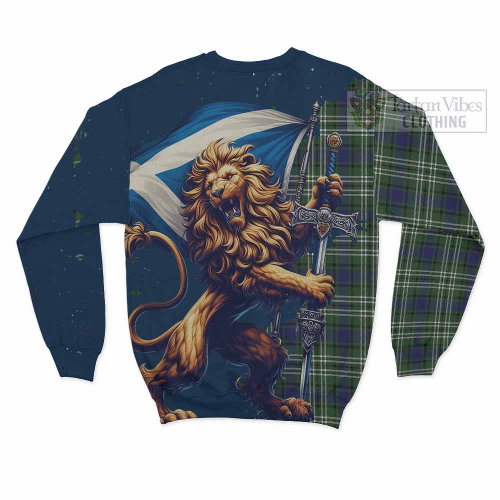 Tartan Vibes Clothing Blyth Tartan Family Crest Sweatshirt with Scottish Majestic Lion