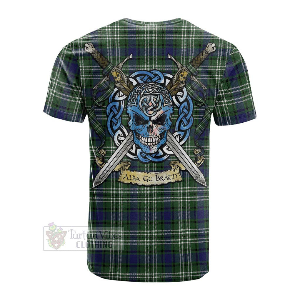 Blyth Tartan Cotton T-shirt with Family Crest Celtic Skull Style Men's Shirt - Tartan Vibes Clothing