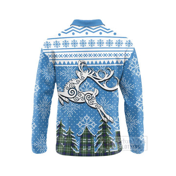 Blyth Clan Christmas Long Sleeve Polo Shirt Celtic Reindeer Style - Tartan Vibes Clothing