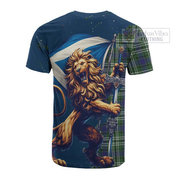 Blyth Tartan Family Crest Cotton T-shirt with Scottish Majestic Lion - Tartan Vibes Clothing