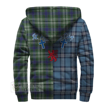 Blyth Tartan Sherpa Hoodie Happy St. Andrew's Day Half Tartan Style - Tartan Vibes Clothing