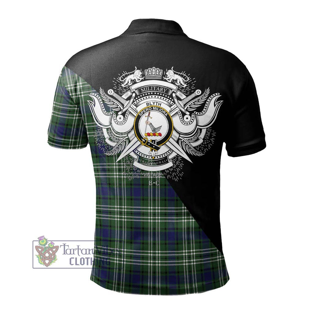 Blyth Tartan Polo Shirt with Family Crest and Military Logo Style - Tartan Vibes Clothing