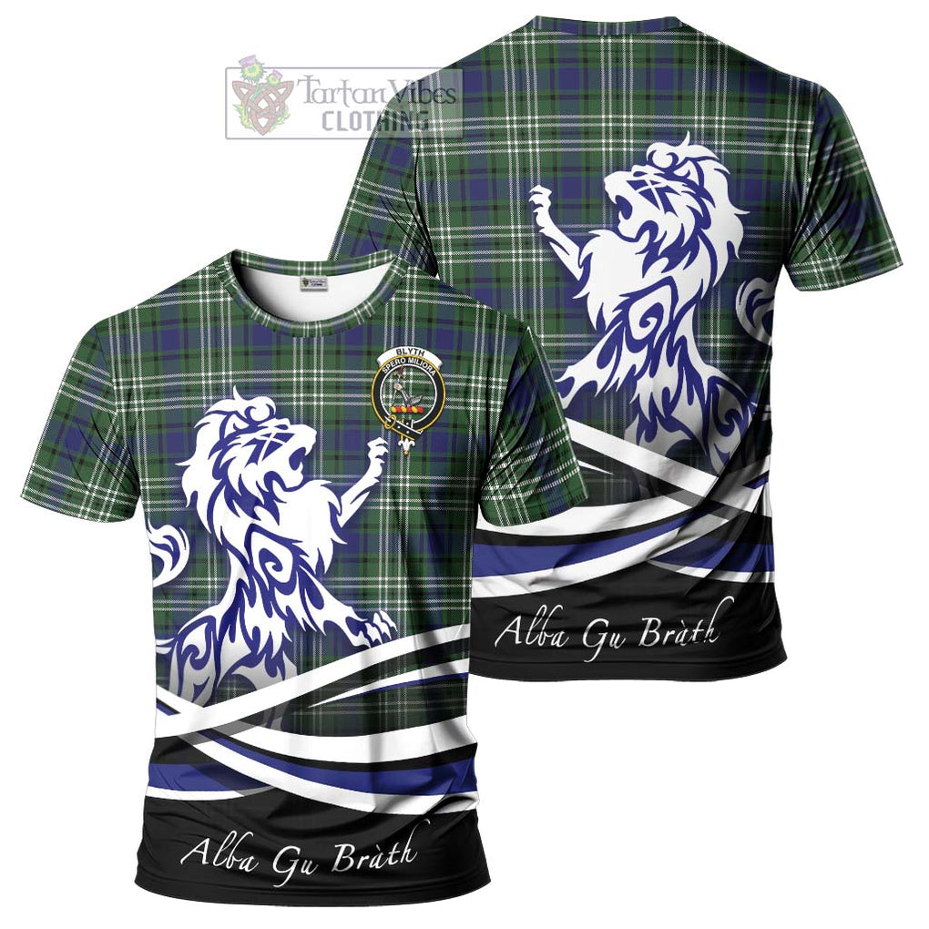 Blyth Tartan Cotton T-shirt with Alba Gu Brath Regal Lion Emblem Women's Shirt - Tartan Vibes Clothing
