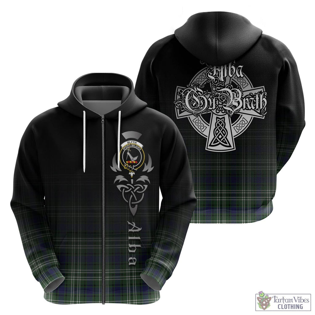 Tartan Vibes Clothing Blyth Tartan Hoodie Featuring Alba Gu Brath Family Crest Celtic Inspired