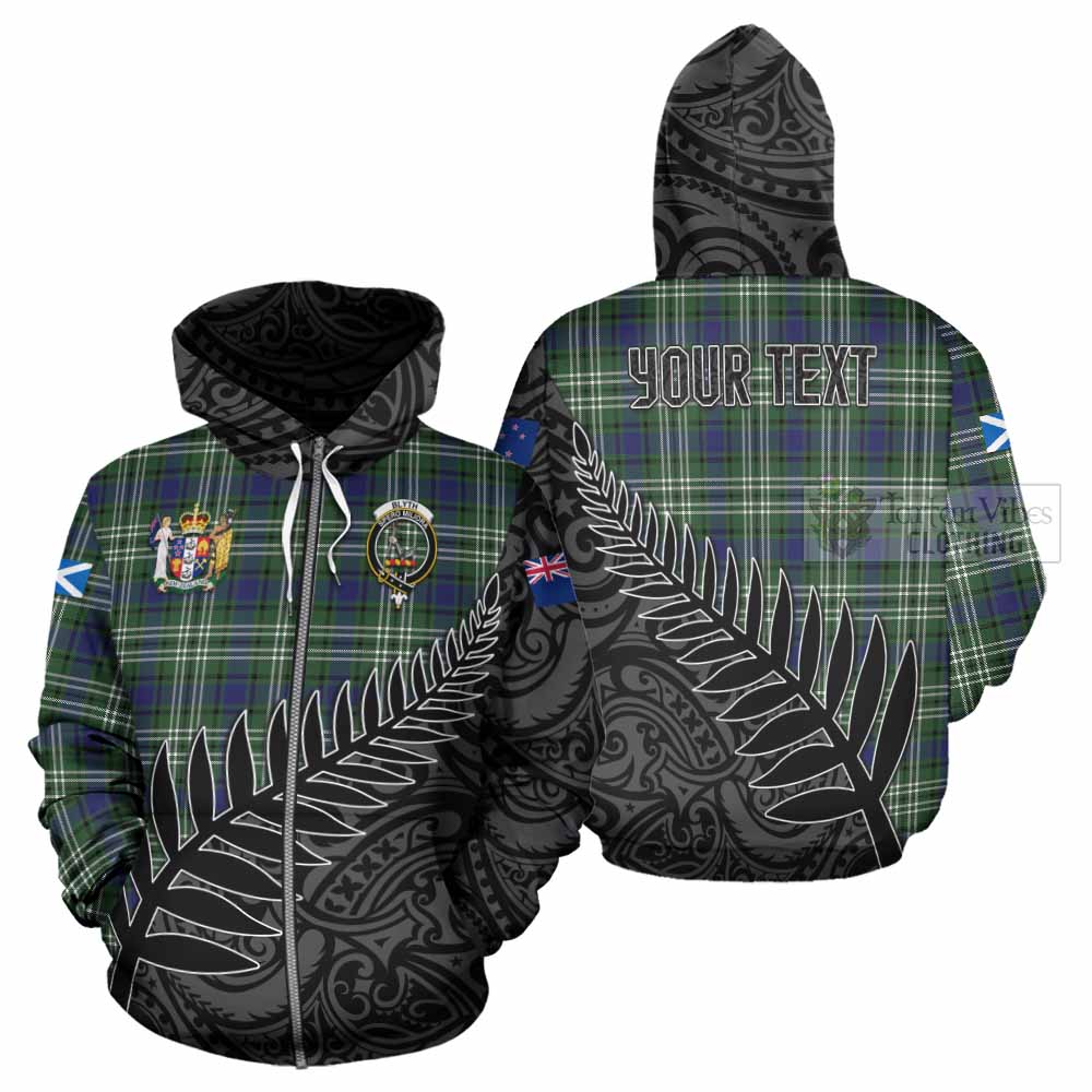 Blyth Crest Tartan Hoodie with New Zealand Silver Fern Half Style - Tartan Vibes Clothing
