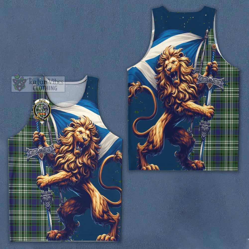 Tartan Vibes Clothing Blyth Tartan Family Crest Men's Tank Top with Scottish Majestic Lion