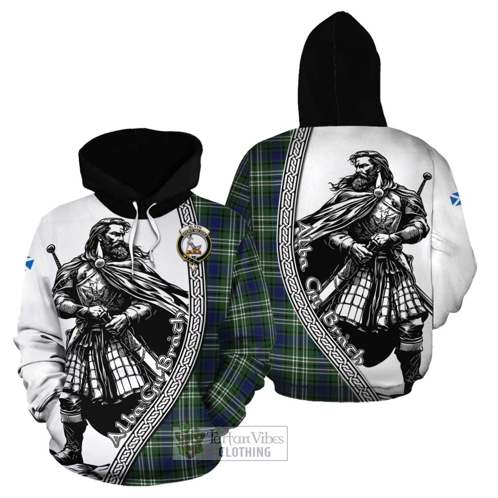 Blyth Tartan Clan Crest Cotton Hoodie with Highlander Warrior Celtic Style Zip Hoodie - Tartan Vibes Clothing