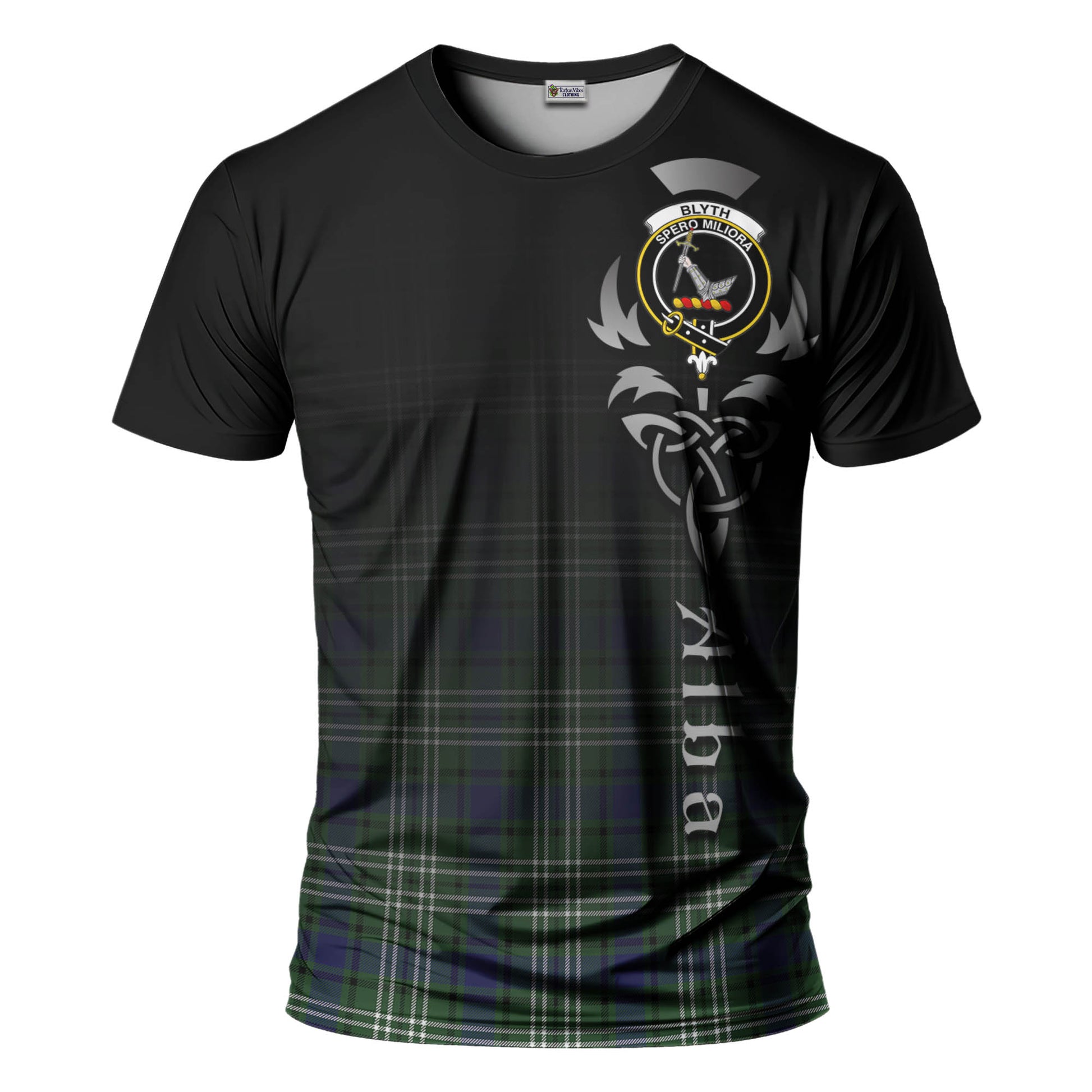 Tartan Vibes Clothing Blyth Tartan T-Shirt Featuring Alba Gu Brath Family Crest Celtic Inspired