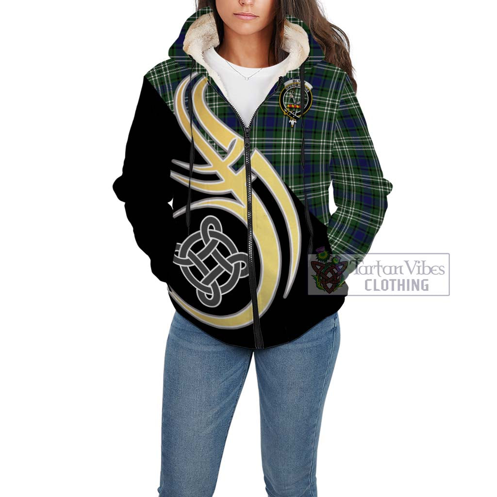 Blyth Tartan Sherpa Hoodie with Family Crest and Celtic Symbol Style Unisex - Tartan Vibes Clothing