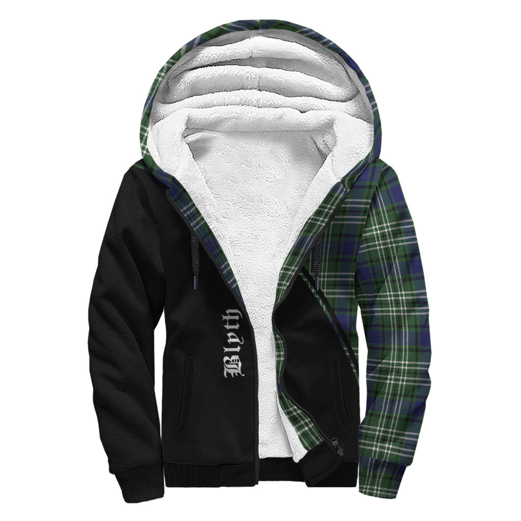 Blyth Tartan Sherpa Hoodie with Family Crest Curve Style - Tartan Vibes Clothing