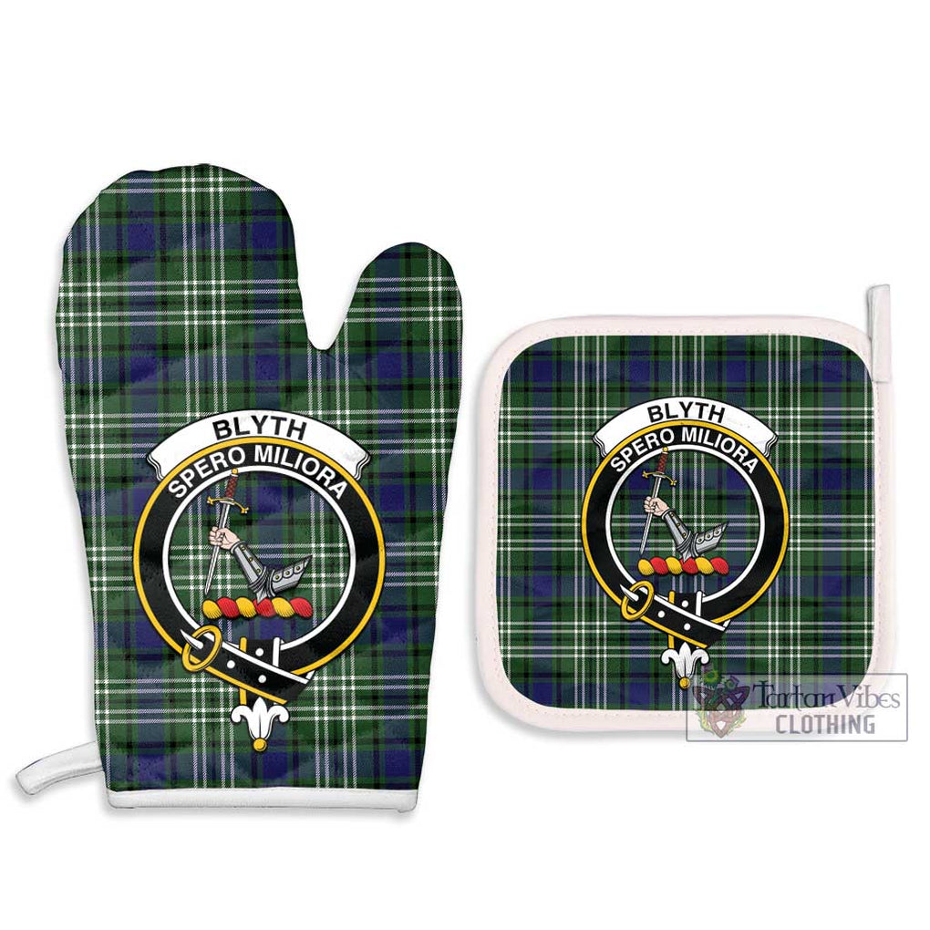 Blyth Tartan Combo Oven Mitt & Pot-Holder with Family Crest Combo 1 Oven Mitt & 2 Pot-Holder White - Tartan Vibes Clothing