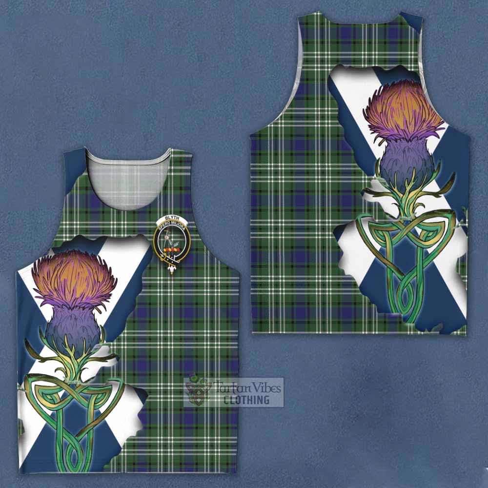Tartan Vibes Clothing Blyth Tartan Family Crest Men's Tank Top Scottish Thistle Celtic Inspired