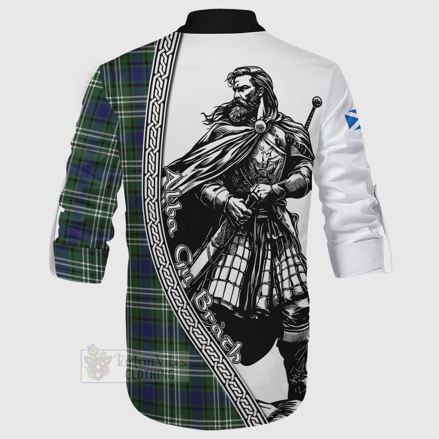Blyth Tartan Clan Crest Ghillie Kilt Shirt with Highlander Warrior Celtic Style - Tartan Vibes Clothing
