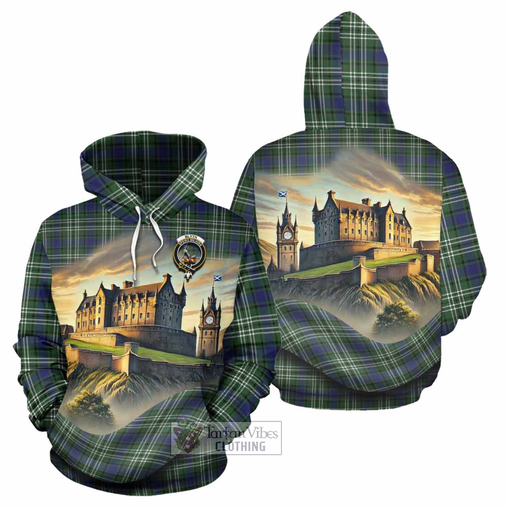 Blyth Tartan Family Crest Hoodie with Scottish Ancient Castle Style - Tartan Vibes Clothing