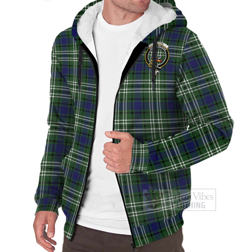 Blyth Tartan Sherpa Hoodie with Family Crest Celtic Skull Style Unisex - Tartan Vibes Clothing