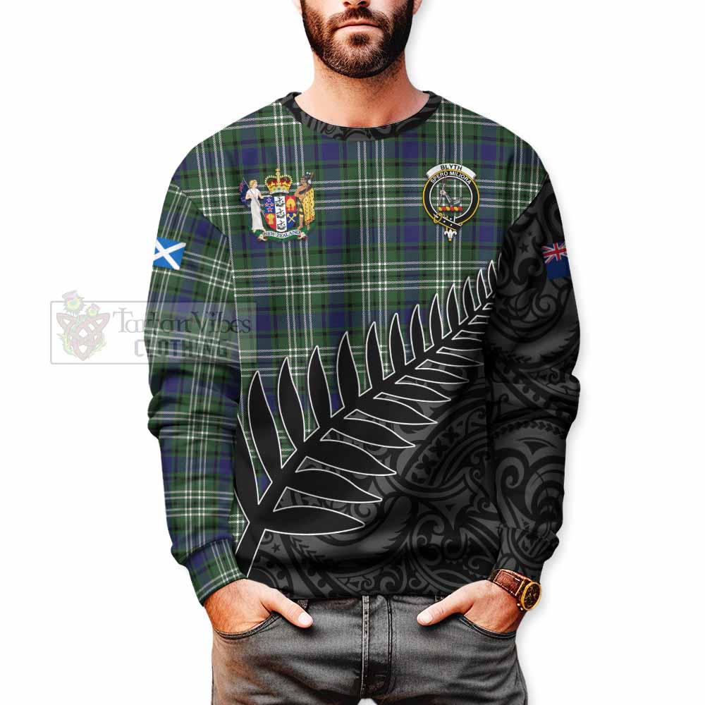 Tartan Vibes Clothing Blyth Crest Tartan Sweatshirt with New Zealand Silver Fern Half Style