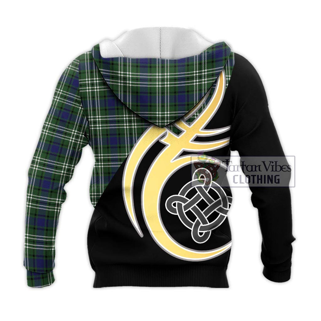 Blyth Tartan Knitted Hoodie with Family Crest and Celtic Symbol Style - Tartan Vibes Clothing