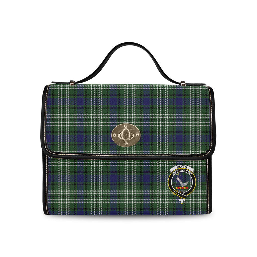 Blyth Tartan Leather Strap Waterproof Canvas Bag with Family Crest - Tartanvibesclothing
