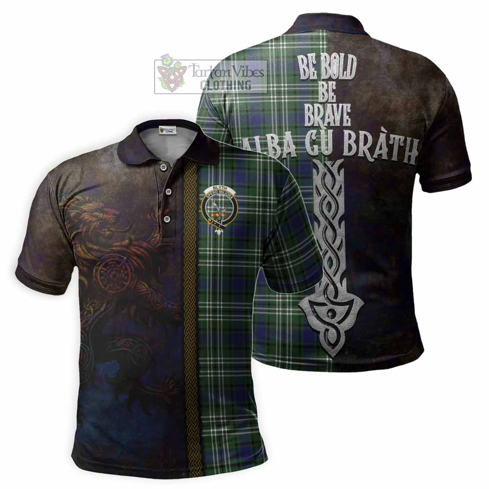 Blyth Tartan Family Crest Polo Shirt Alba Gu Brath Be Brave Lion Ancient Style - Tartan Vibes Clothing