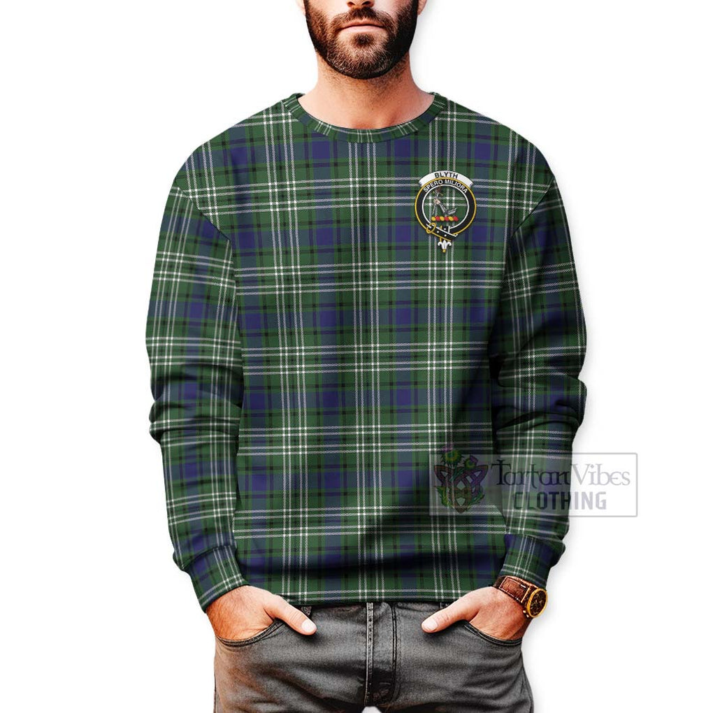 Tartan Vibes Clothing Blyth Tartan Sweatshirt with Family Crest Celtic Skull Style