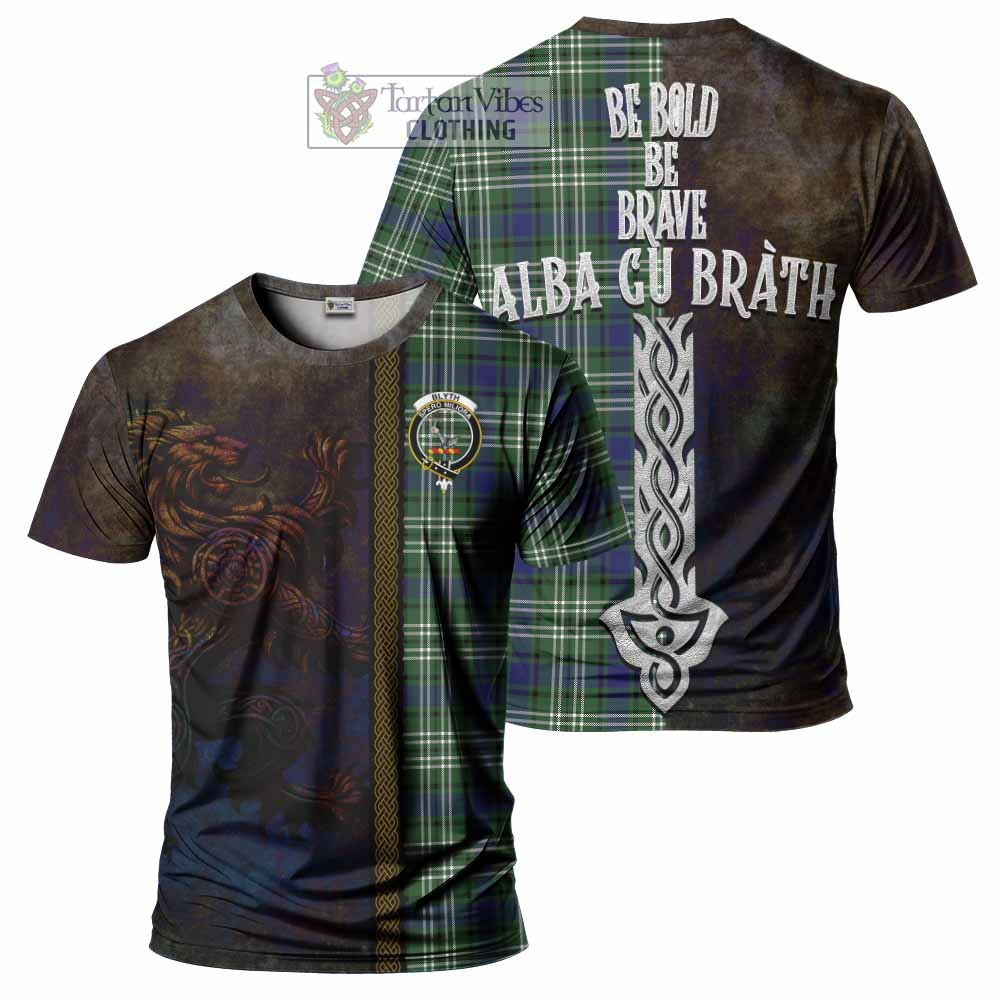 Blyth Tartan Family Crest T-Shirt Alba Gu Brath Be Brave Lion Ancient Style - Tartan Vibes Clothing