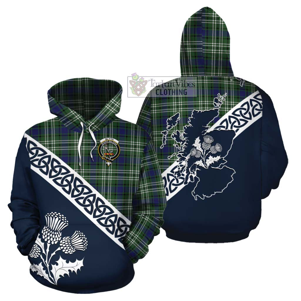 Blyth Tartan Cotton Hoodie Featuring Thistle and Scotland Map Zip Hoodie - Tartan Vibes Clothing