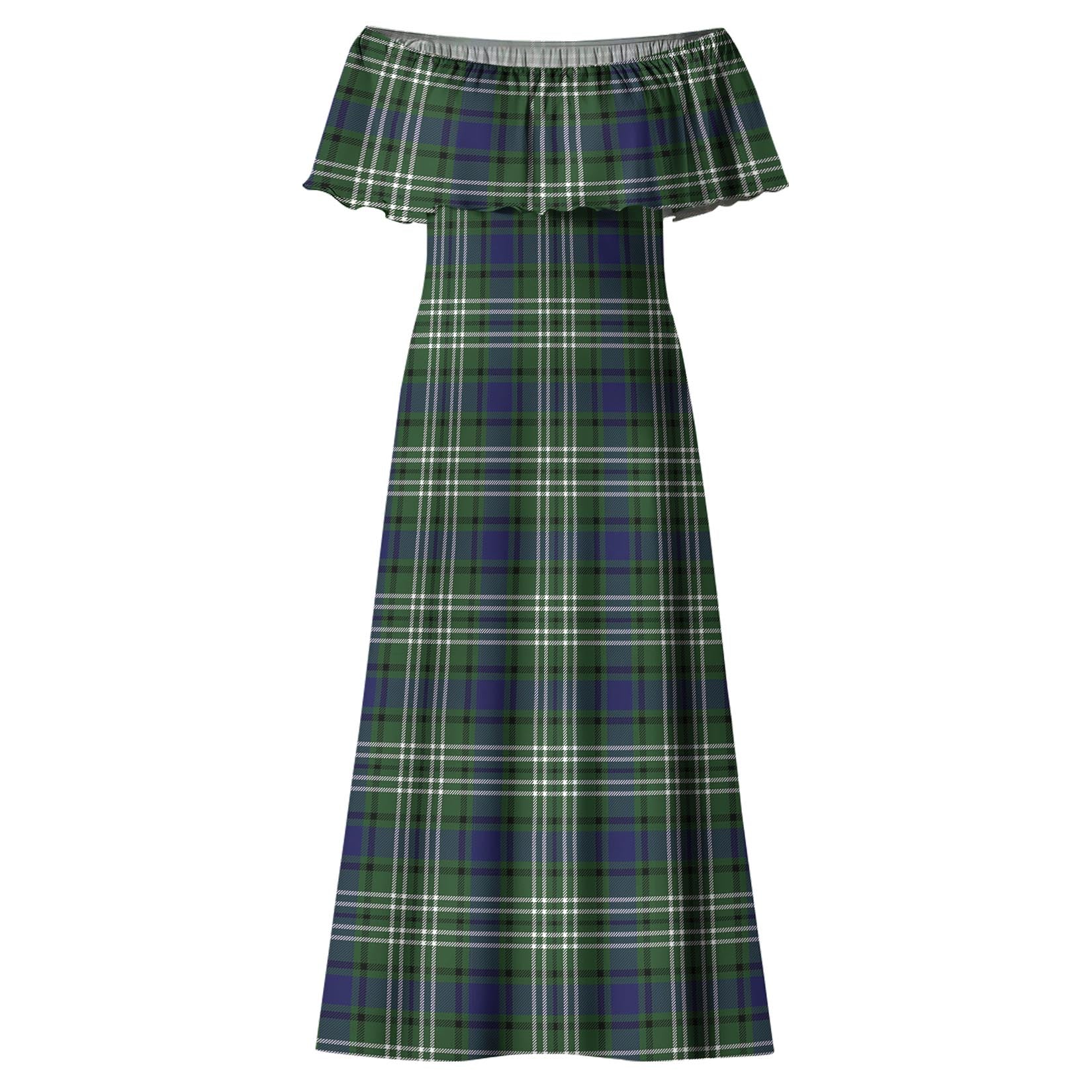Blyth Tartan Off Shoulder Long Dress - Tartan Vibes Clothing