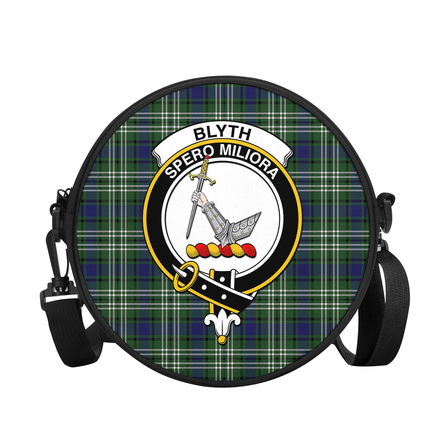 Blyth Tartan Round Satchel Bags with Family Crest - Tartanvibesclothing