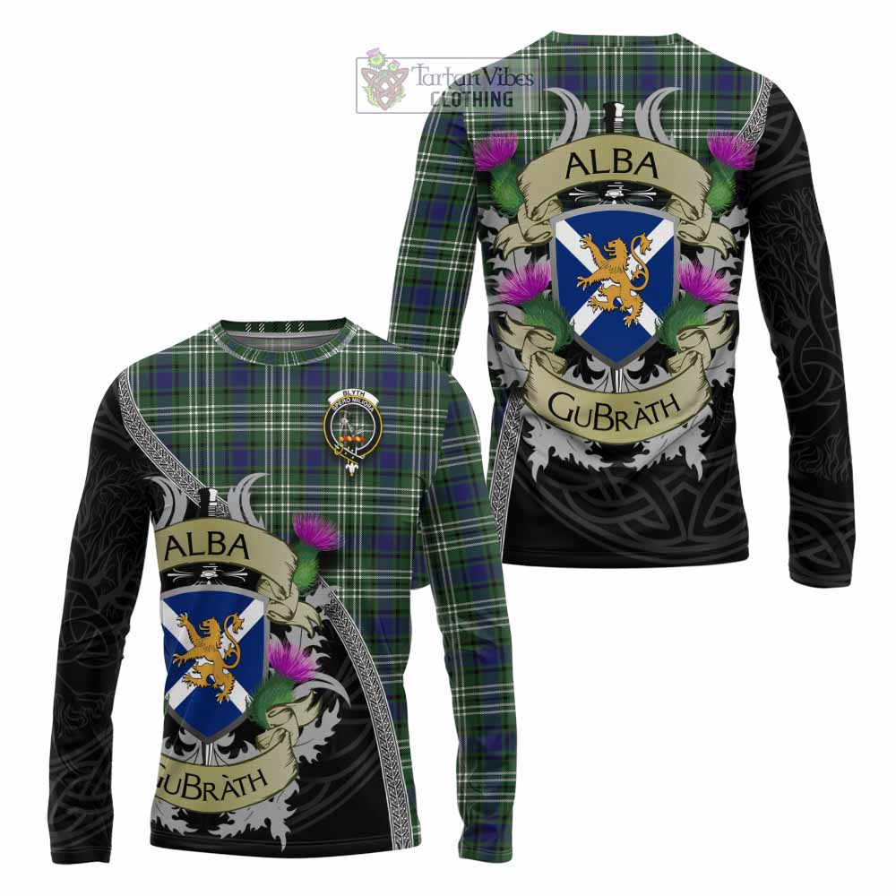 Tartan Vibes Clothing Blyth Tartan Family Crest Long Sleeve T-Shirt Lion Rampant Royal Thistle Shield Celtic Inspired