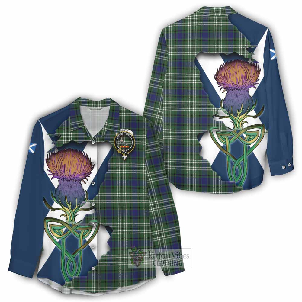 Tartan Vibes Clothing Blyth Tartan Family Crest Women's Casual Shirt Scottish Thistle Celtic Inspired