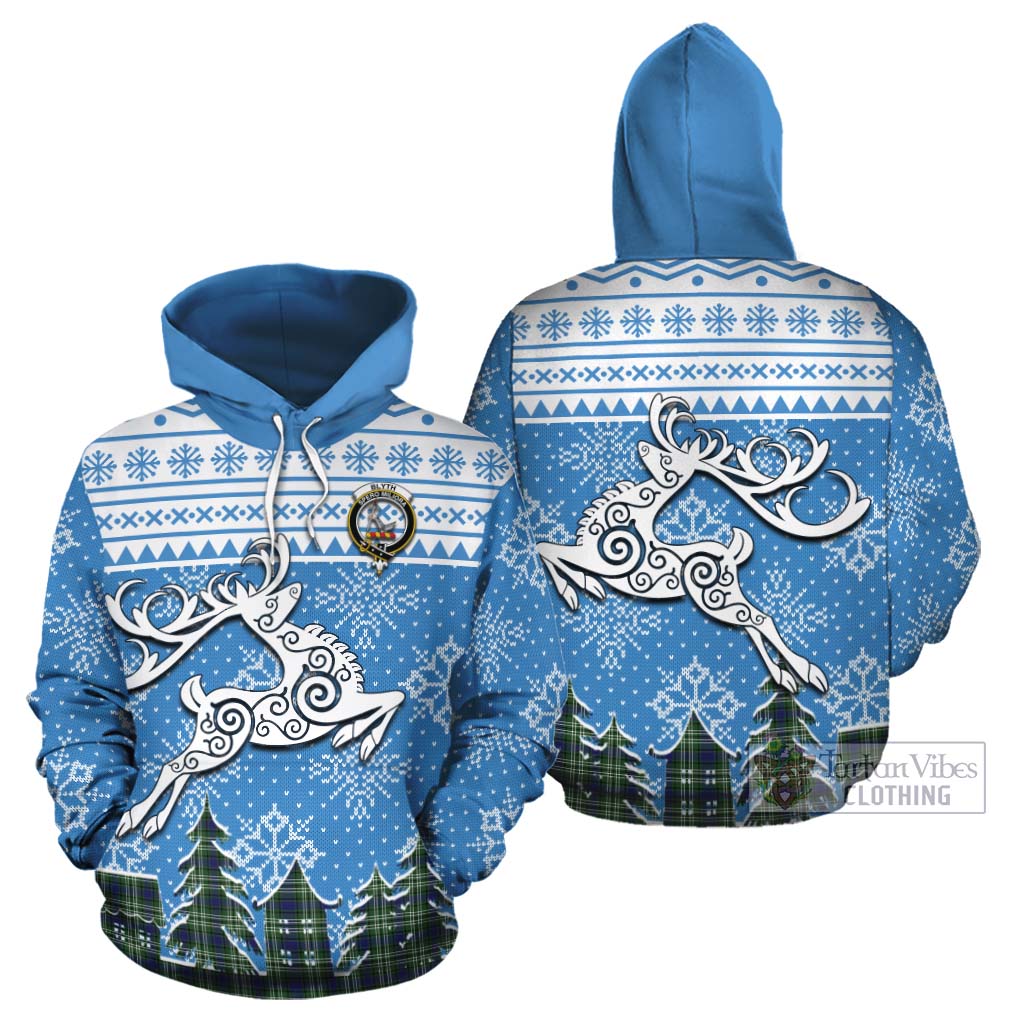 Blyth Clan Christmas Cotton Hoodie Celtic Reindeer Style Zip Hoodie - Tartan Vibes Clothing