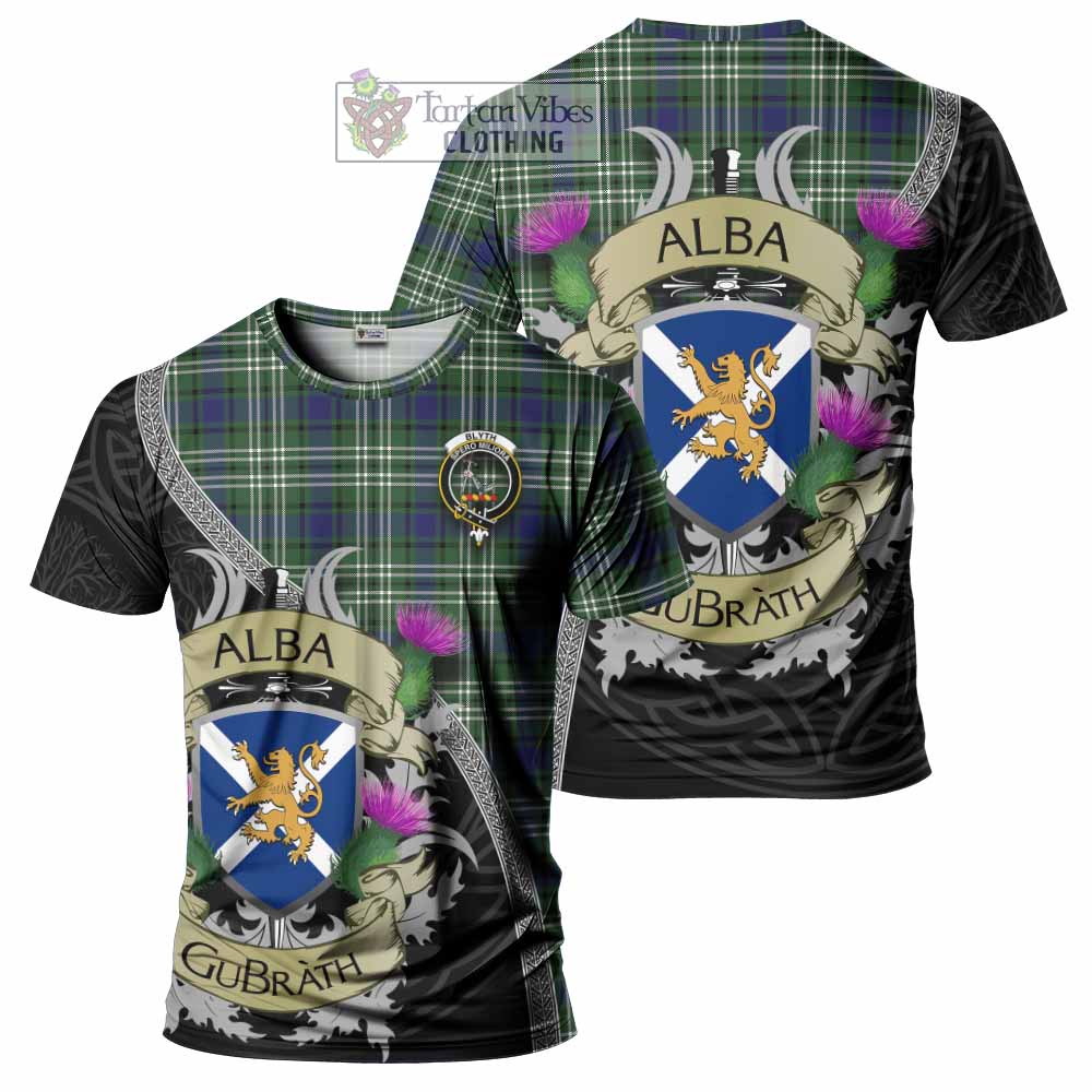 Tartan Vibes Clothing Blyth Tartan Family Crest T-Shirt Lion Rampant Royal Thistle Shield Celtic Inspired