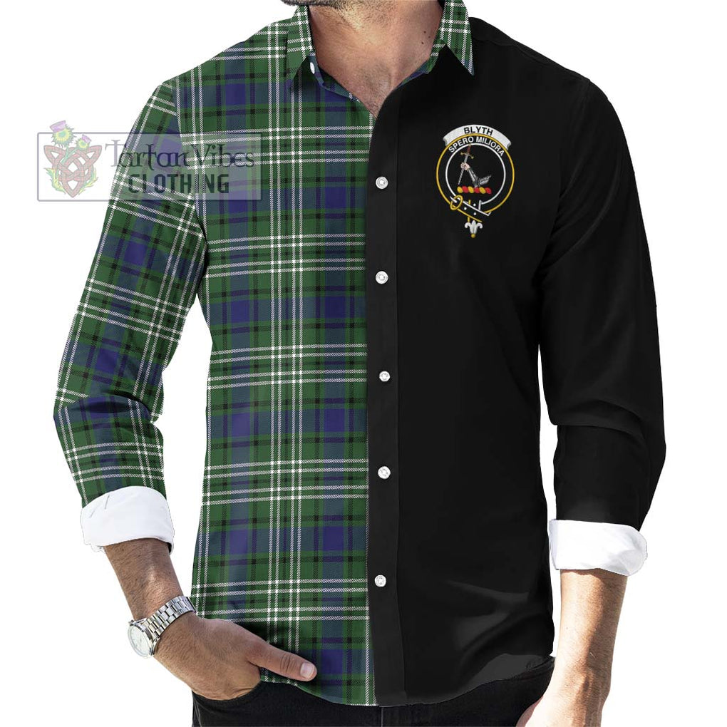 Blyth Tartan Long Sleeve Button Shirt with Family Crest and Half Of Me Style - Tartanvibesclothing Shop