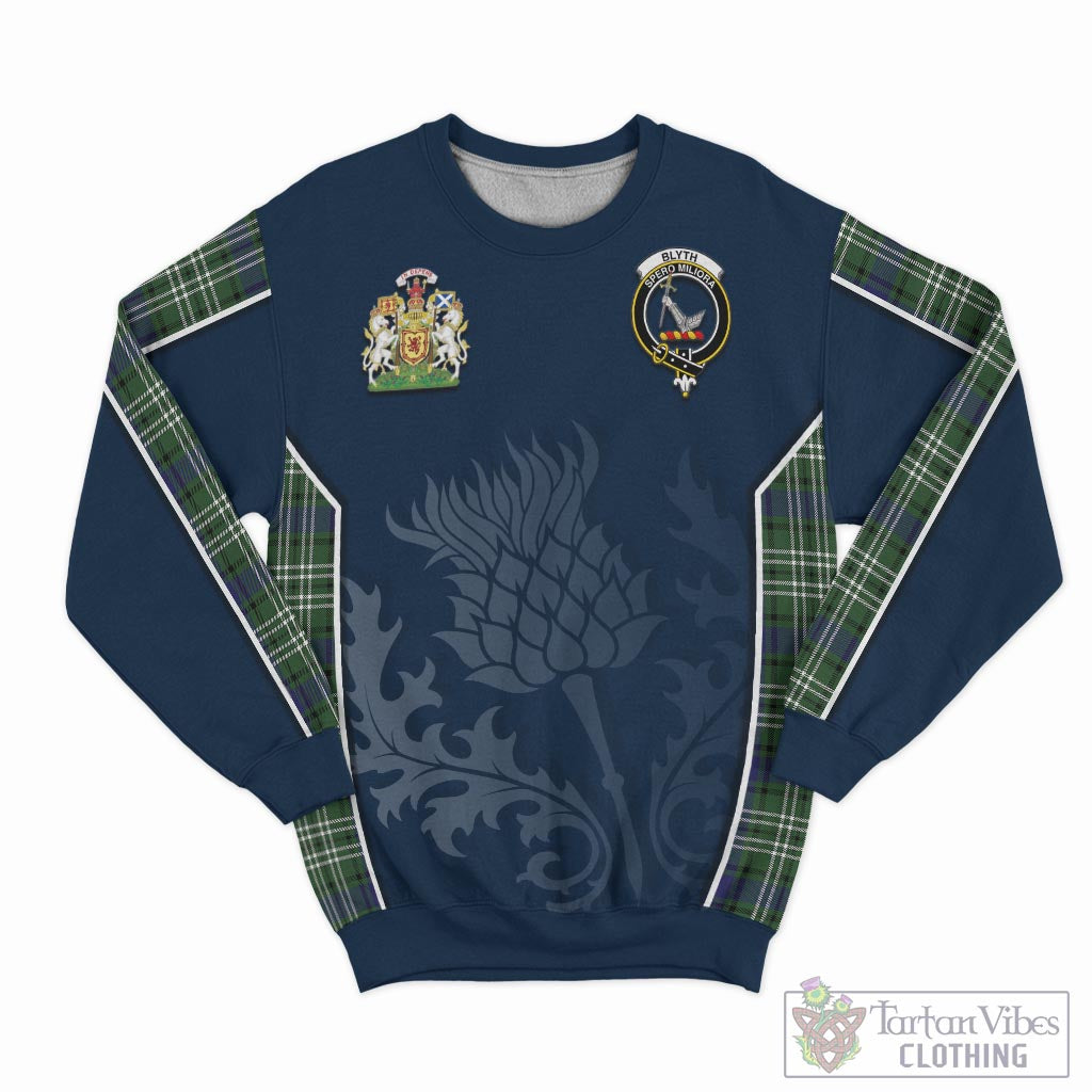 Tartan Vibes Clothing Blyth Tartan Sweatshirt with Family Crest and Scottish Thistle Vibes Sport Style