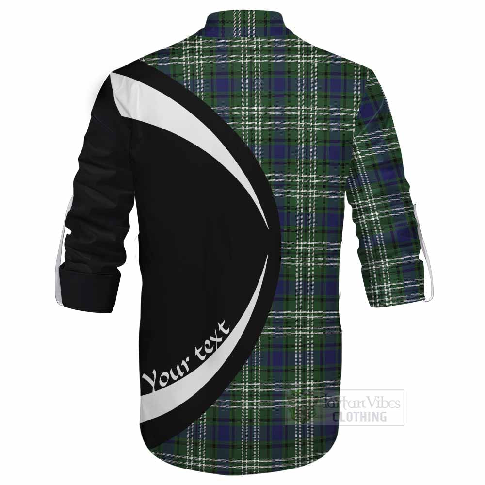 Blyth Tartan Ghillie Kilt Shirt with Family Crest Circle Style - Tartan Vibes Clothing
