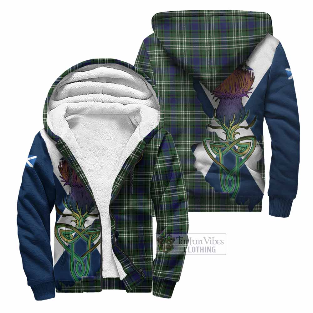 Tartan Vibes Clothing Blyth Tartan Family Crest Sherpa Hoodie Scottish Thistle Celtic Inspired