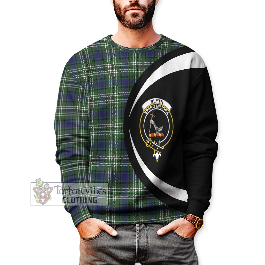 Blyth Tartan Sweatshirt with Family Crest Circle Style - Tartan Vibes Clothing