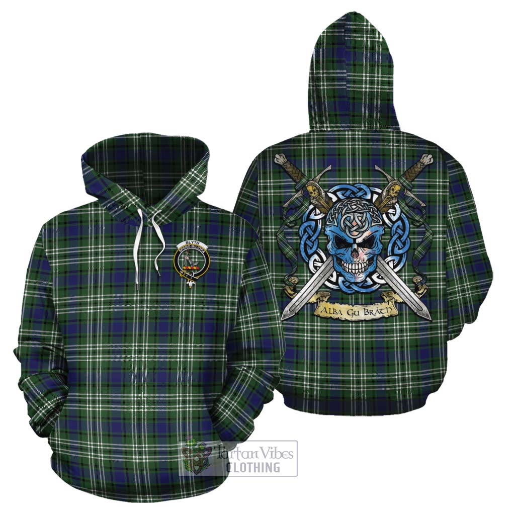 Blyth Tartan Cotton Hoodie with Family Crest Celtic Skull Style Zip Hoodie - Tartan Vibes Clothing