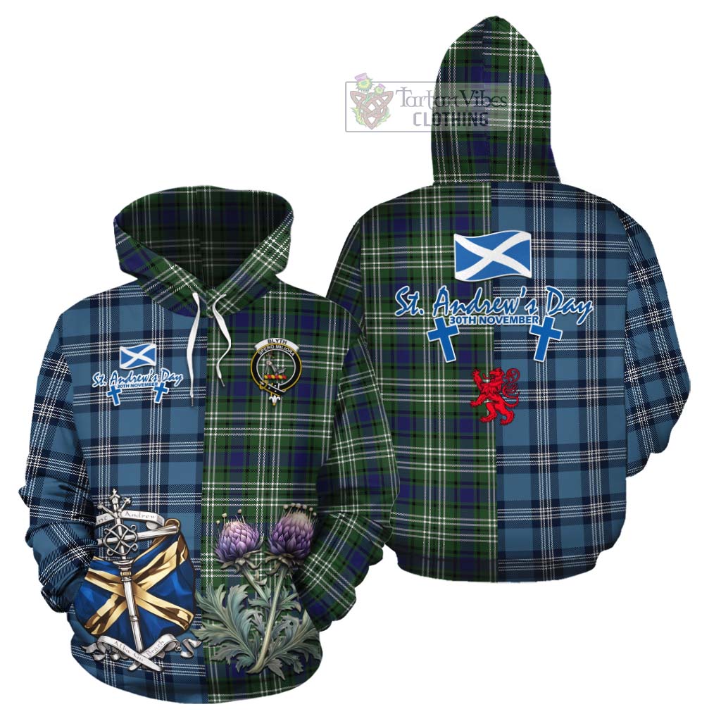 Blyth Tartan Cotton Hoodie Happy St. Andrew's Day Half Tartan Style Zip Hoodie - Tartan Vibes Clothing