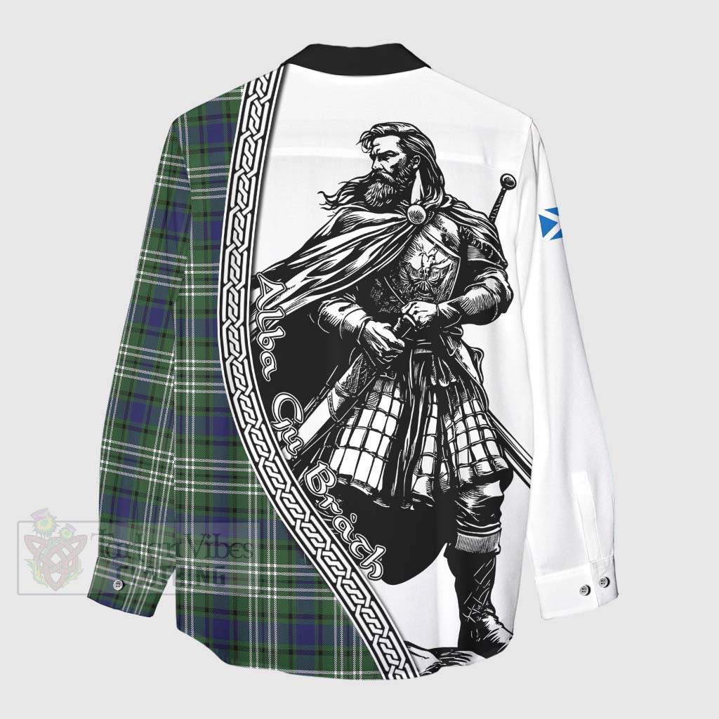 Blyth Tartan Clan Crest Women's Casual Shirt with Highlander Warrior Celtic Style - Tartan Vibes Clothing