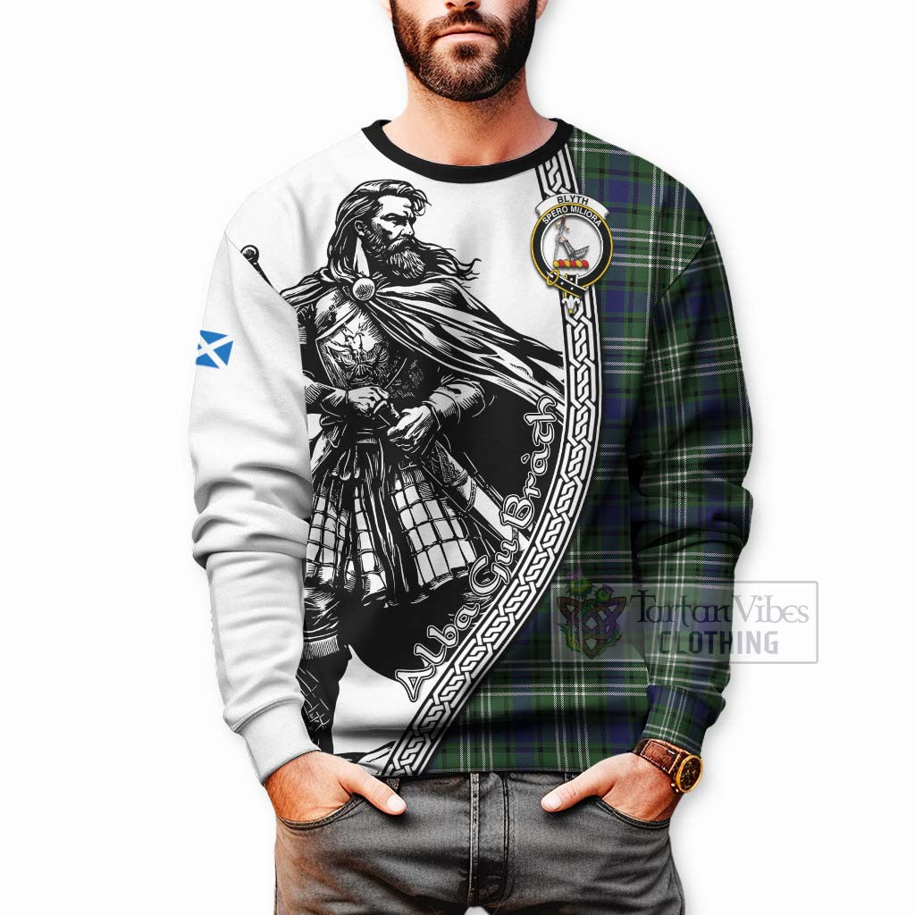 Tartan Vibes Clothing Blyth Tartan Clan Crest Sweatshirt with Highlander Warrior Celtic Style
