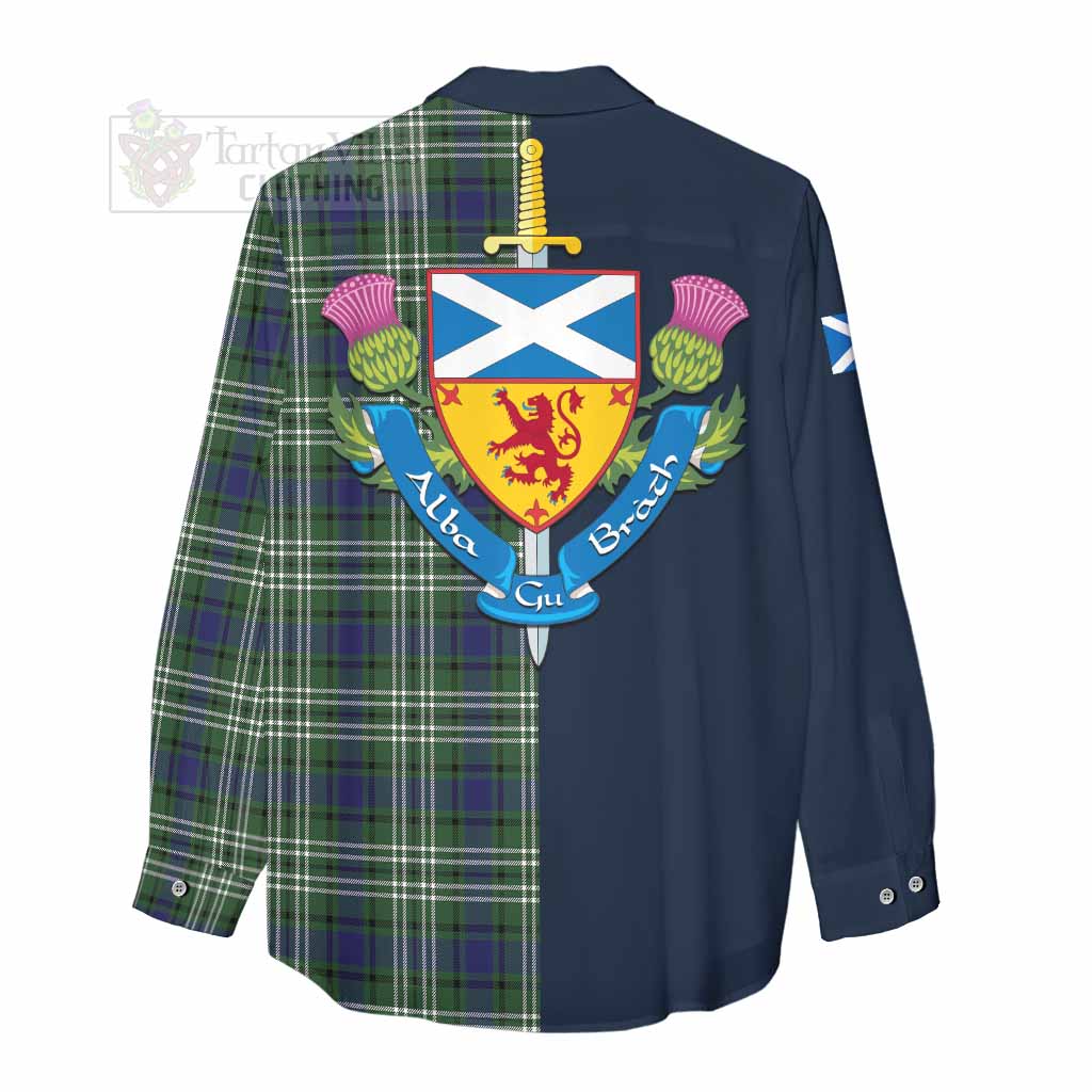 Blyth Tartan Women's Casual Shirt Alba with Scottish Lion Royal Arm Half Style - Tartan Vibes Clothing
