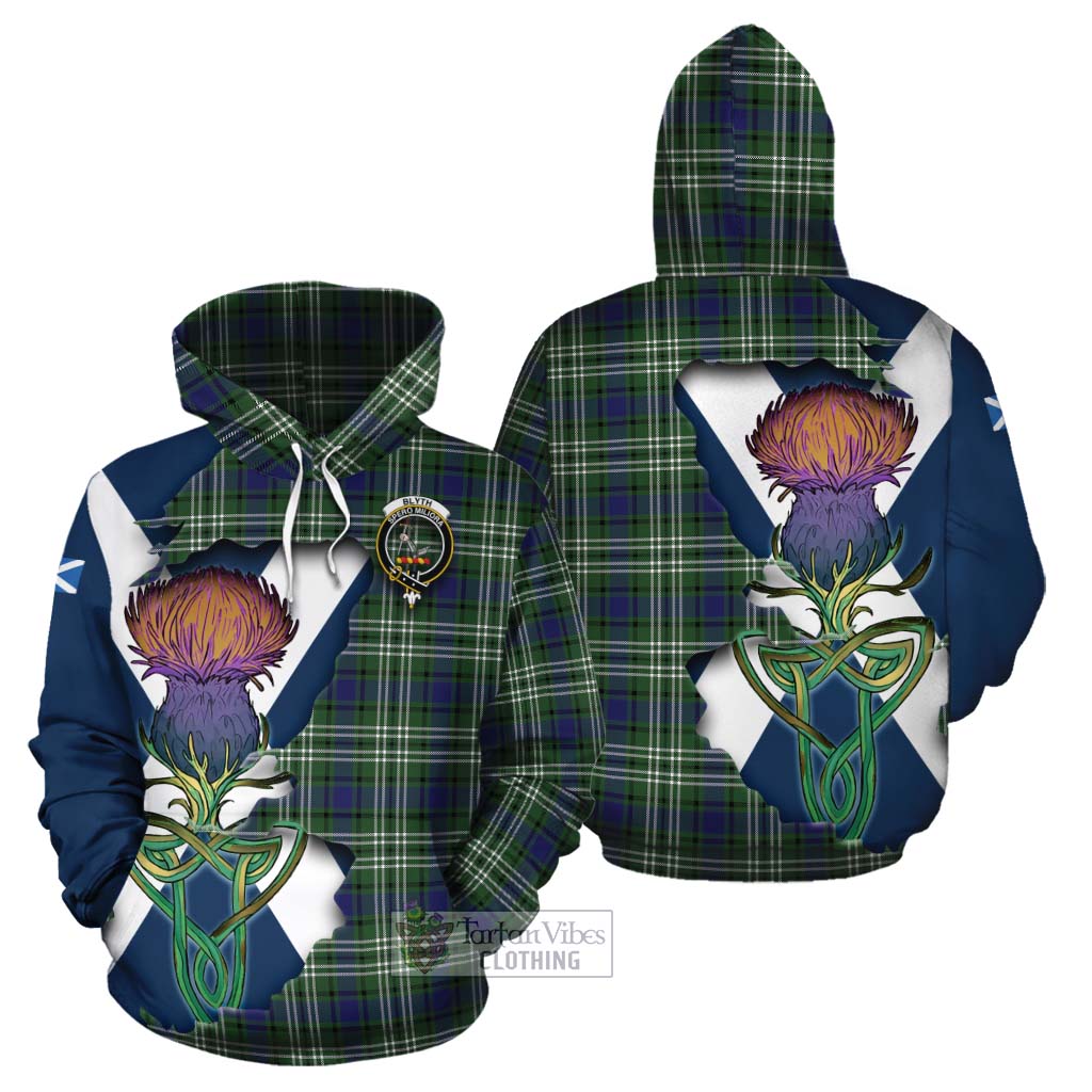 Tartan Vibes Clothing Blyth Tartan Family Crest Cotton Hoodie Scottish Thistle Celtic Inspired