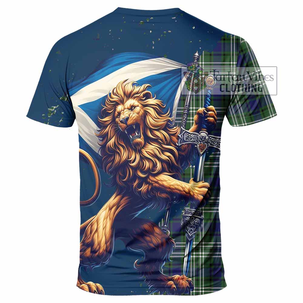 Blyth Tartan Family Crest T-Shirt with Scottish Majestic Lion - Tartan Vibes Clothing