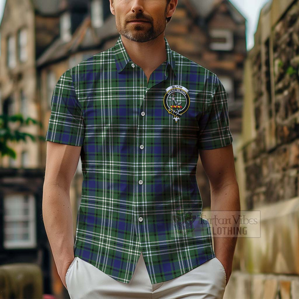 Blyth Tartan Hawaiian Shirt with Family Crest Celtic Skull Style - Tartan Vibes Clothing