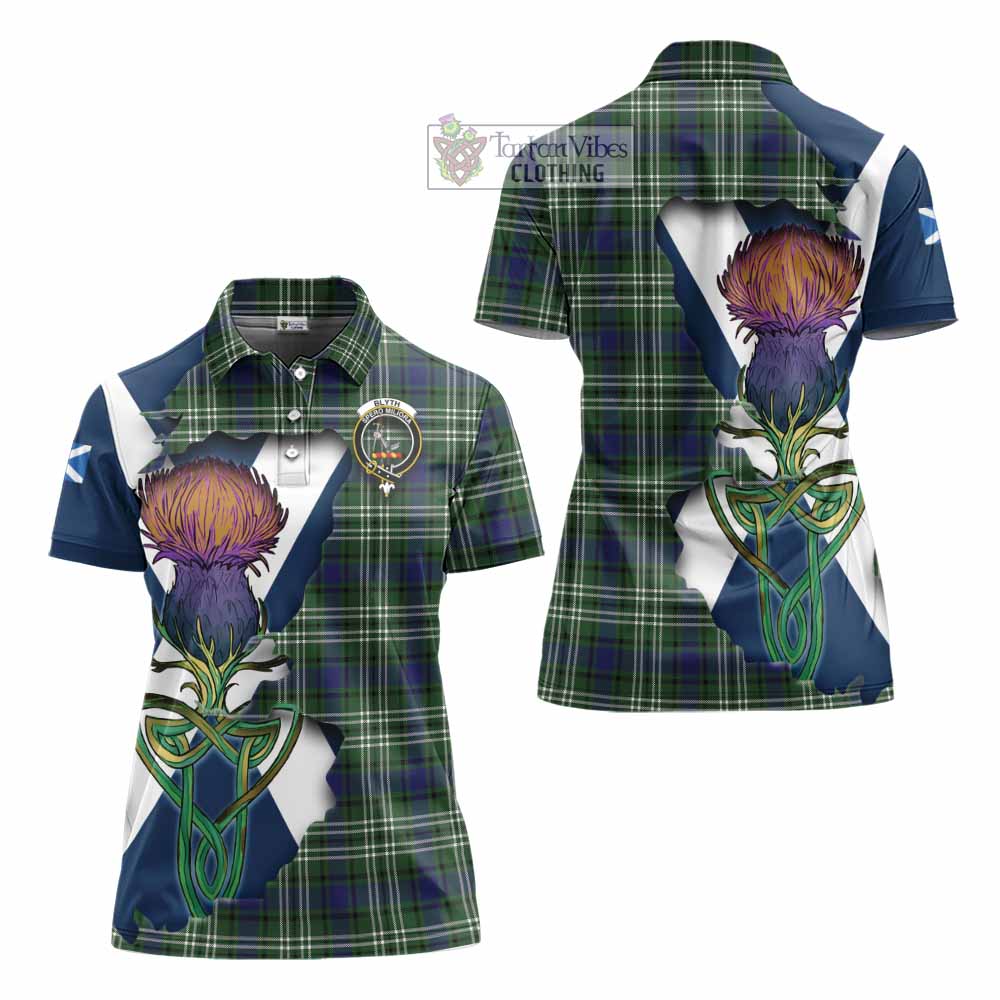 Tartan Vibes Clothing Blyth Tartan Family Crest Women's Polo Shirt Scottish Thistle Celtic Inspired