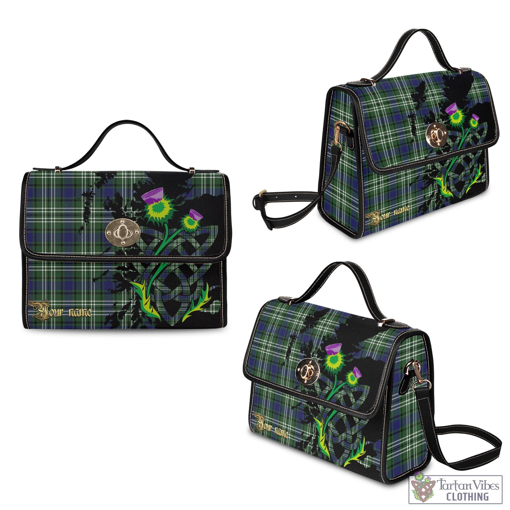 Tartan Vibes Clothing Blyth Tartan Waterproof Canvas Bag with Scotland Map and Thistle Celtic Accents