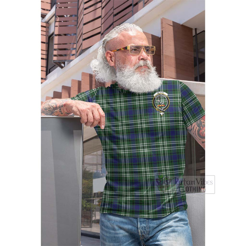 Blyth Tartan Cotton T-shirt with Family Crest Celtic Skull Style - Tartan Vibes Clothing